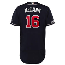 Load image into Gallery viewer, Brian McCann Atlanta Braves Majestic Alternate Collection Flex Base Player Jersey – Navy/Scarlet