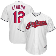 Load image into Gallery viewer, Francisco Lindor Cleveland Indians Majestic Home Big &amp; Tall Cool Base Player Jersey - White