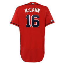 Load image into Gallery viewer, Brian McCann Atlanta Braves Majestic Alternate Collection Flex Base Player Jersey – Navy/Scarlet
