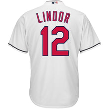 Load image into Gallery viewer, Francisco Lindor Cleveland Indians Majestic Home Big &amp; Tall Cool Base Player Jersey - White