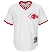 Load image into Gallery viewer, Johnny Bench Cincinnati Reds Majestic Big &amp; Tall Cooperstown Cool Base Player Jersey - White