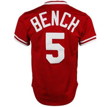 Load image into Gallery viewer, Johnny Bench Cincinnati Reds Mitchell &amp; Ness 1983 Copperstown Collection Mesh Batting Practice Jersey - Red
