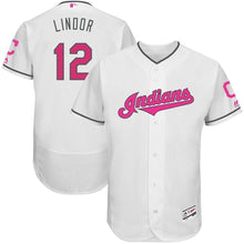Load image into Gallery viewer, Francisco Lindor Cleveland Indians Majestic Mother's Day Flex Base Jersey - White