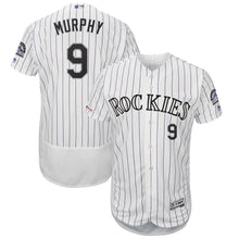 Load image into Gallery viewer, Daniel Murphy Colorado Rockies Majestic Home Flex Base Collection Player Jersey – White/Purple