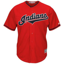Load image into Gallery viewer, Francisco Lindor Cleveland Indians Majestic Alternate 2019 Cool Base Player Jersey – Scarlet/Navy