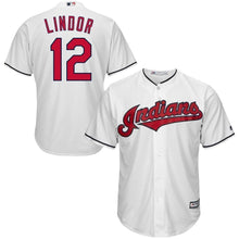 Load image into Gallery viewer, Francisco Lindor Cleveland Indians Majestic Alternate 2019 Cool Base Player Jersey – Scarlet/White