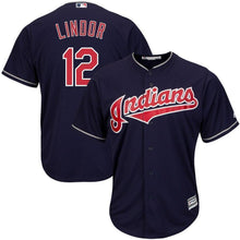 Load image into Gallery viewer, Francisco Lindor Cleveland Indians Majestic Alternate 2019 Cool Base Player Jersey – Scarlet/Navy