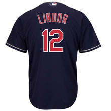 Load image into Gallery viewer, Francisco Lindor Cleveland Indians Majestic Alternate 2019 Cool Base Player Jersey – Scarlet/Navy