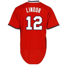 Load image into Gallery viewer, Francisco Lindor Cleveland Indians Majestic Turn Back the Clock Jersey - Red