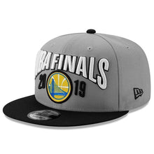 Load image into Gallery viewer, Golden State Warriors New Era 2019 Western Conference Champions Locker Room 9FIFTY Snapback Adjustable Hat – Graphite/Black