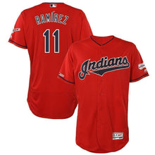 Load image into Gallery viewer, Jose Ramirez Cleveland Indians Majestic Home 2019 All-Star Game Patch Flex Base Player Jersey – White/Scarlet