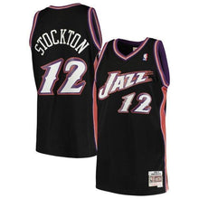 Load image into Gallery viewer, John Stockton Utah Jazz Mitchell &amp; Ness 1998-99 Hardwood Classics Swingman Jersey – Black