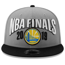 Load image into Gallery viewer, Golden State Warriors New Era 2019 Western Conference Champions Locker Room 9FIFTY Snapback Adjustable Hat – Graphite/Black