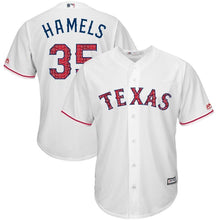 Load image into Gallery viewer, Cole Hamels Texas Rangers Majestic 2017 Stars &amp; Stripes Cool Base Player Jersey - White