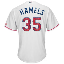Load image into Gallery viewer, Cole Hamels Texas Rangers Majestic 2017 Stars &amp; Stripes Cool Base Player Jersey - White