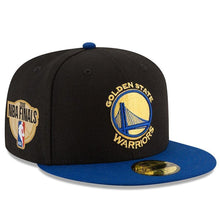 Load image into Gallery viewer, Golden State Warriors New Era 2019 NBA Finals Bound Side Patch Two-Tone 59FIFTY Fitted Hat - Black/Royal