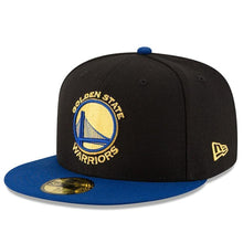 Load image into Gallery viewer, Golden State Warriors New Era 2019 NBA Finals Bound Side Patch Two-Tone 59FIFTY Fitted Hat - Black/Royal