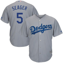 Load image into Gallery viewer, Corey Seager Los Angeles Dodgers Majestic Official Cool Base Player Jersey - White/Grey