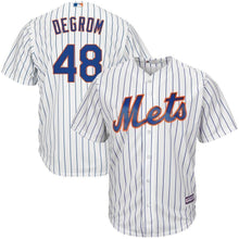 Load image into Gallery viewer, Jacob deGrom New York Mets Majestic Big &amp; Tall Official Cool Base Player Jersey - White/Royal