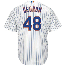 Load image into Gallery viewer, Jacob deGrom New York Mets Majestic Big &amp; Tall Official Cool Base Player Jersey - White/Royal