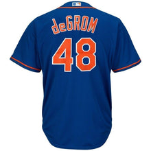 Load image into Gallery viewer, Jacob deGrom New York Mets Majestic Cool Base Player Jersey - White/Royal