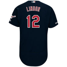 Load image into Gallery viewer, Francisco Lindor Cleveland Indians Majestic Alternate 2019 All-Star Game Patch Flex Base Player Jersey – Navy
