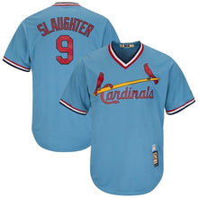 Load image into Gallery viewer, Enos Slaughter St. Louis Cardinals Majestic Cooperstown Collection Cool Base Player Jersey – Light Blue/White