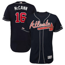 Load image into Gallery viewer, Brian McCann Atlanta Braves Majestic Alternate Collection Flex Base Player Jersey – Navy/Scarlet