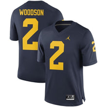 Load image into Gallery viewer, Charles Woodson #2 Michigan Wolverines Jordan Brand Alumni Football Jersey - Navy