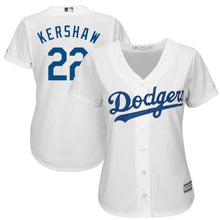 Load image into Gallery viewer, Clayton Kershaw Los Angeles Dodgers Majestic Women's Cool Base Player Jersey - White/Royal